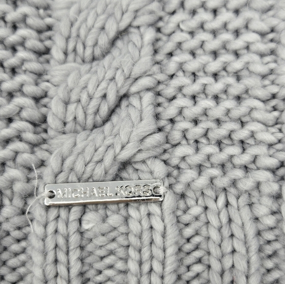 MICHAEL KORS GREY KNITWEAR CABLE KNIT FLEECE LINED INFINITY SCARF WOMEN OS BUFF - Picture 6 of 9